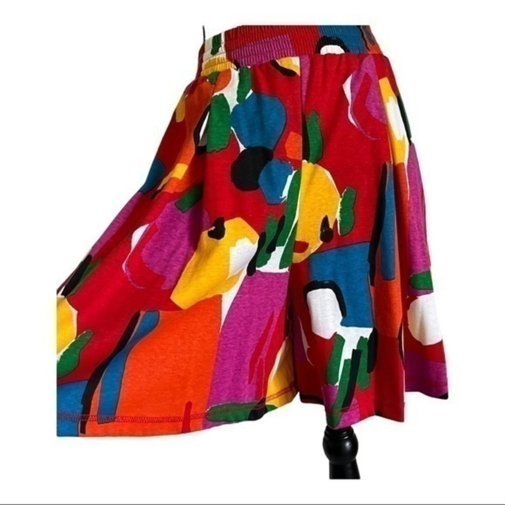 Vintage 80s Limited Edition Units Abstract High Waisted Wide Leg Shorts Size 1
